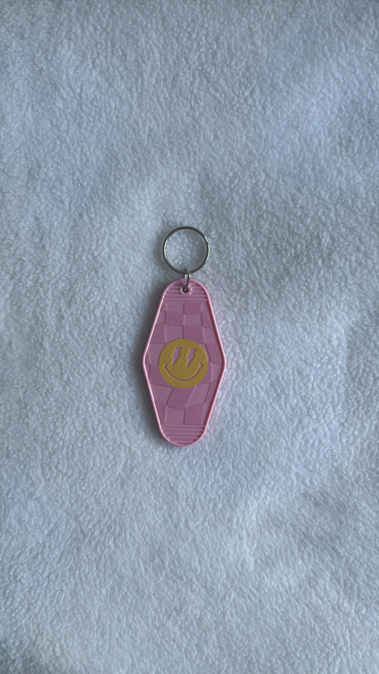 Smiley Face Checker Print - Motel Keychain