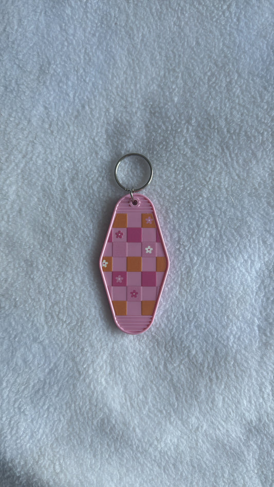 Floral Checker Print - Motel Keychain